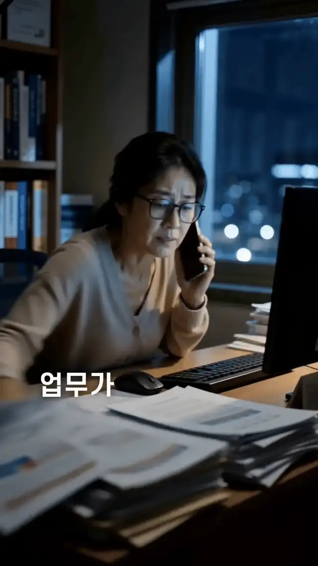 밤에 혼자 보고서 쓰고 계신 모습